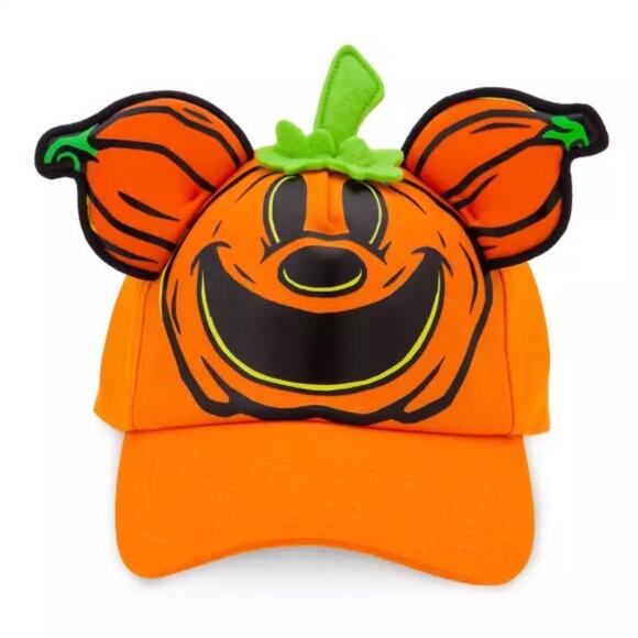 NWT Disney Parks Mickey Mouse Jack-o'-Lantern Glow-in-the-Dark Baseball Cap Hat - Picture 1 of 4
